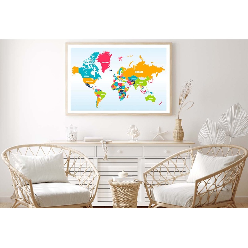 World Map-Countries Home Decor Premium Quality Poster Print Choose Your Sizes