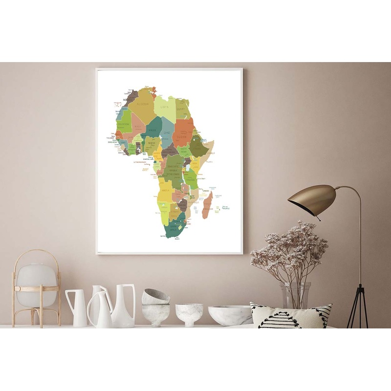 Africa Highly Detailed Map Home Decor Premium Quality Poster Print Choose Your Sizes