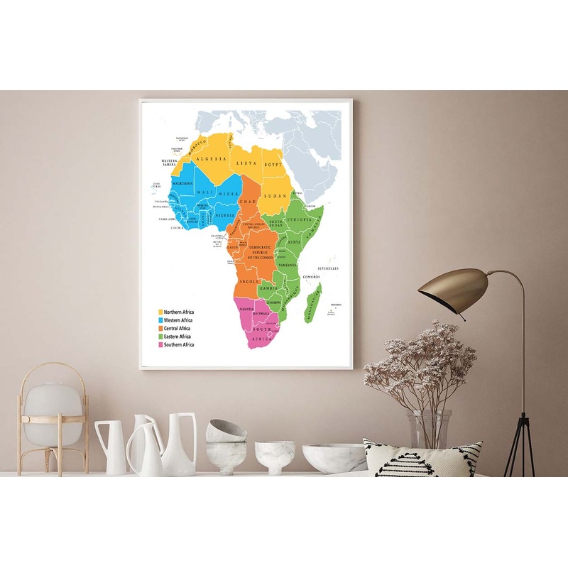 Africa Regions Political Map Home Decor Premium Quality Poster Print Choose Your Sizes
