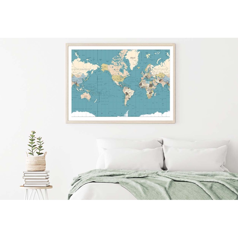 America Centred World Map Home Decor Premium Quality Poster Print Choose Your Sizes