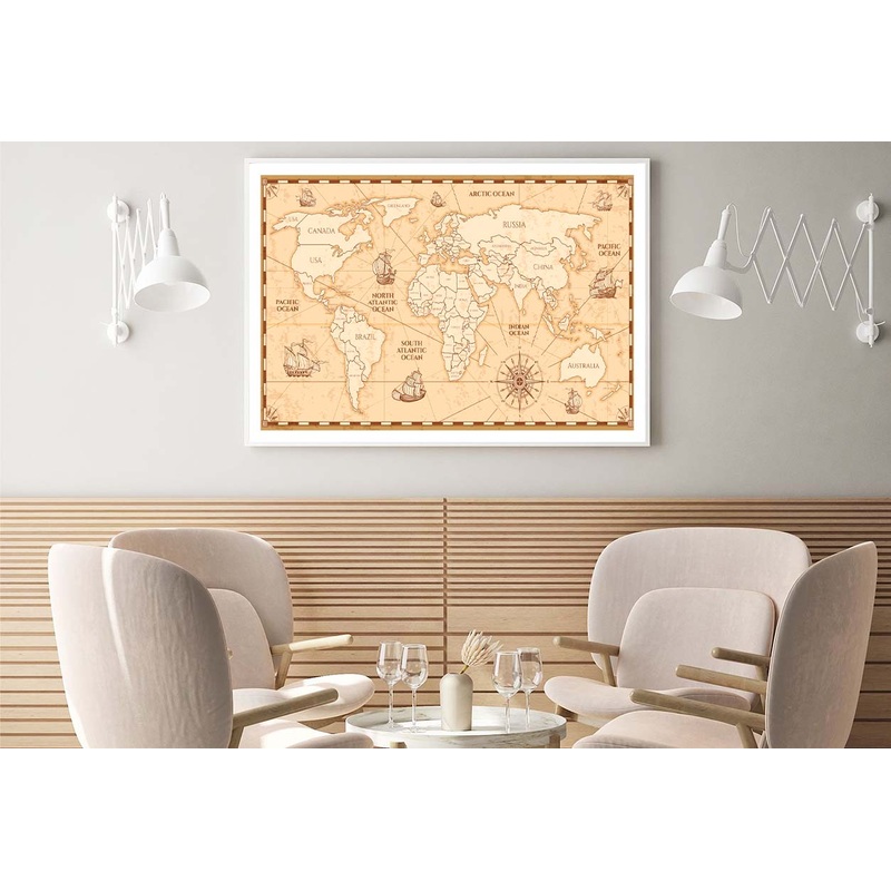 Antique World Map with Countries Home Decor Premium Quality Poster Print Choose Your Sizes
