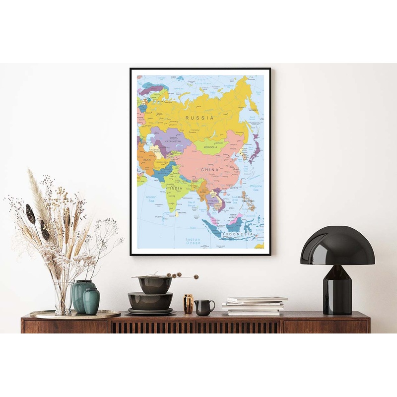 Asia Highly Detailed Map Home Decor Premium Quality Poster Print Choose Your Sizes