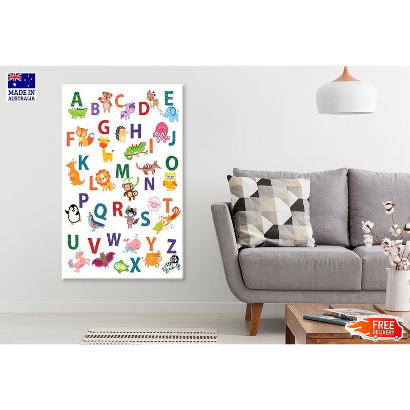 Colorful Alphabet & Animals Nursery & Kids Print 100% Australian Made