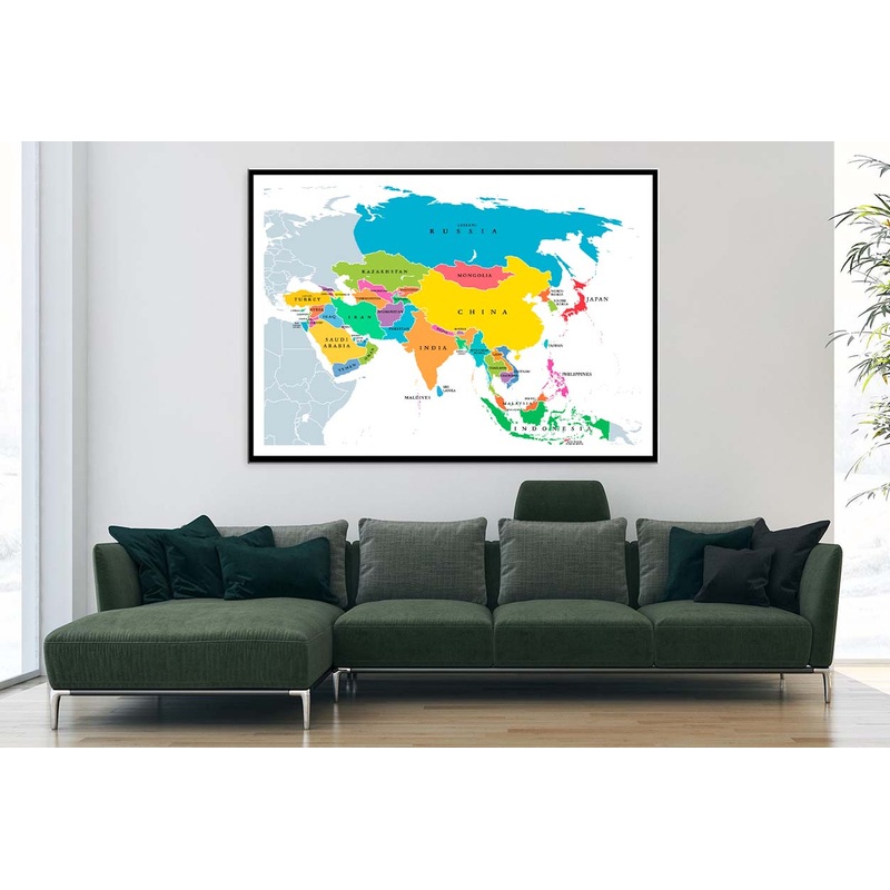 Continent Asia, Political Map Home Decor Premium Quality Poster Print Choose Your Sizes