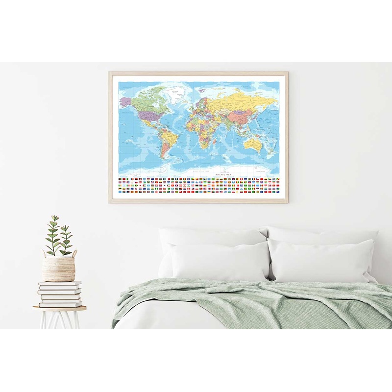 Country Flags & World Map Home Decor Premium Quality Poster Print Choose Your Sizes
