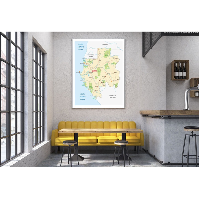Gabon Road Map Home Decor Premium Quality Poster Print Choose Your Sizes