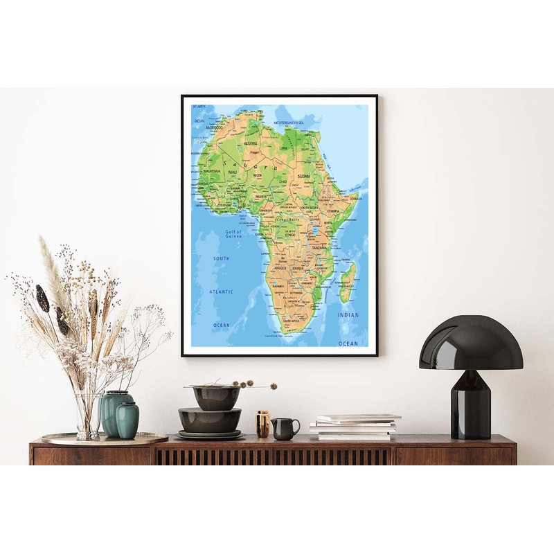 High Detailed Africa Physical Map Home Decor Premium Quality Poster Print Choose Your Sizes