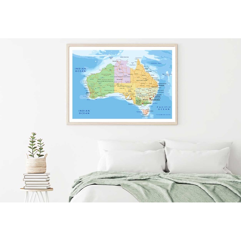 Highly Detailed Australia Political Map  Home Decor Premium Quality Poster Print Choose Your Sizes