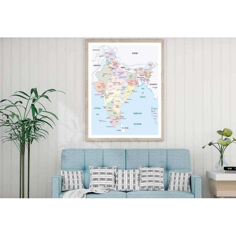 India Administrative Map Home Decor Premium Quality Poster Print Choose Your Sizes