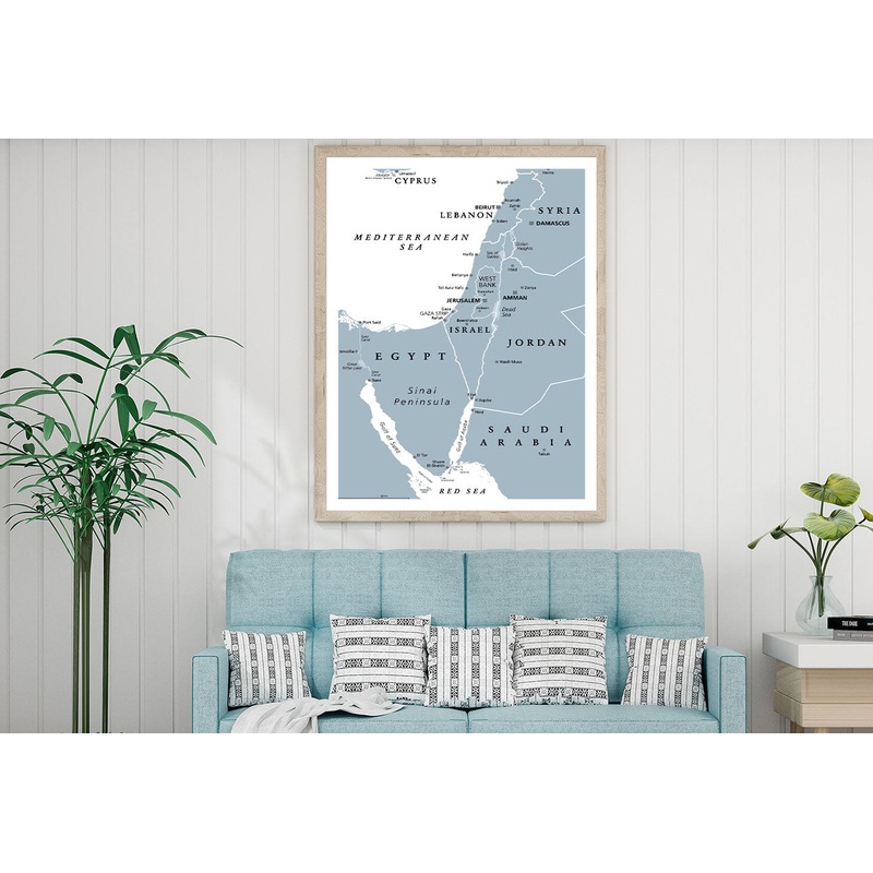 Israel & The Sinai Peninsula, Gray Map Home Decor Premium Quality Poster Print Choose Your Sizes