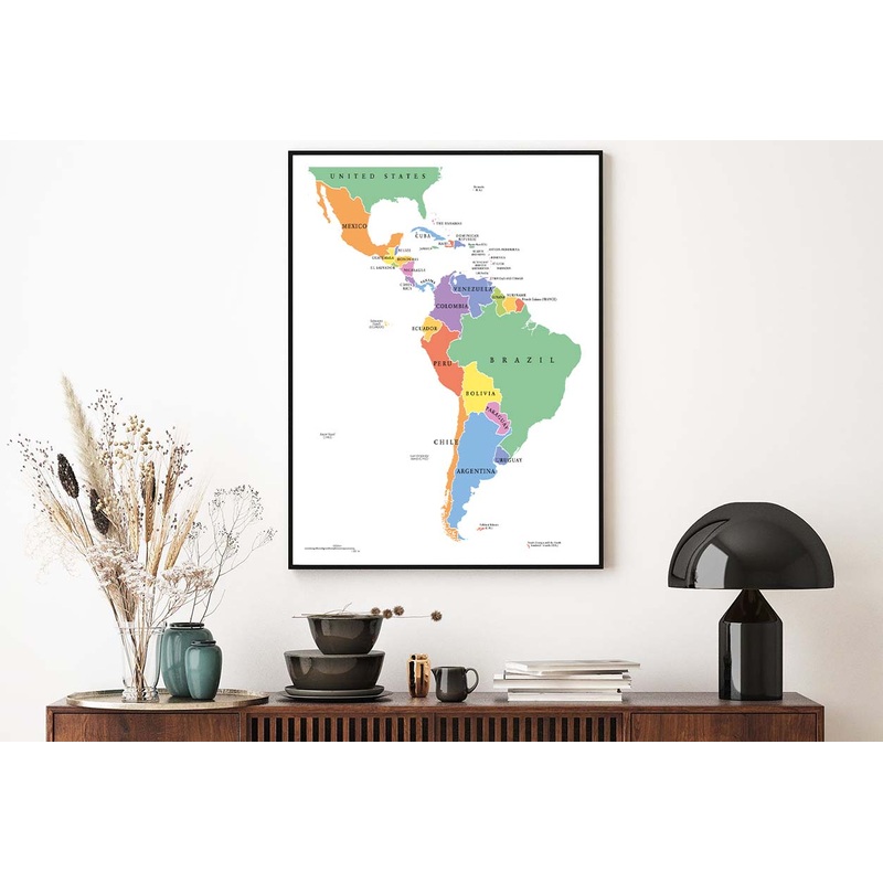 Latin America Single States Political Map Home Decor Premium Quality Poster Print Choose Your Sizes
