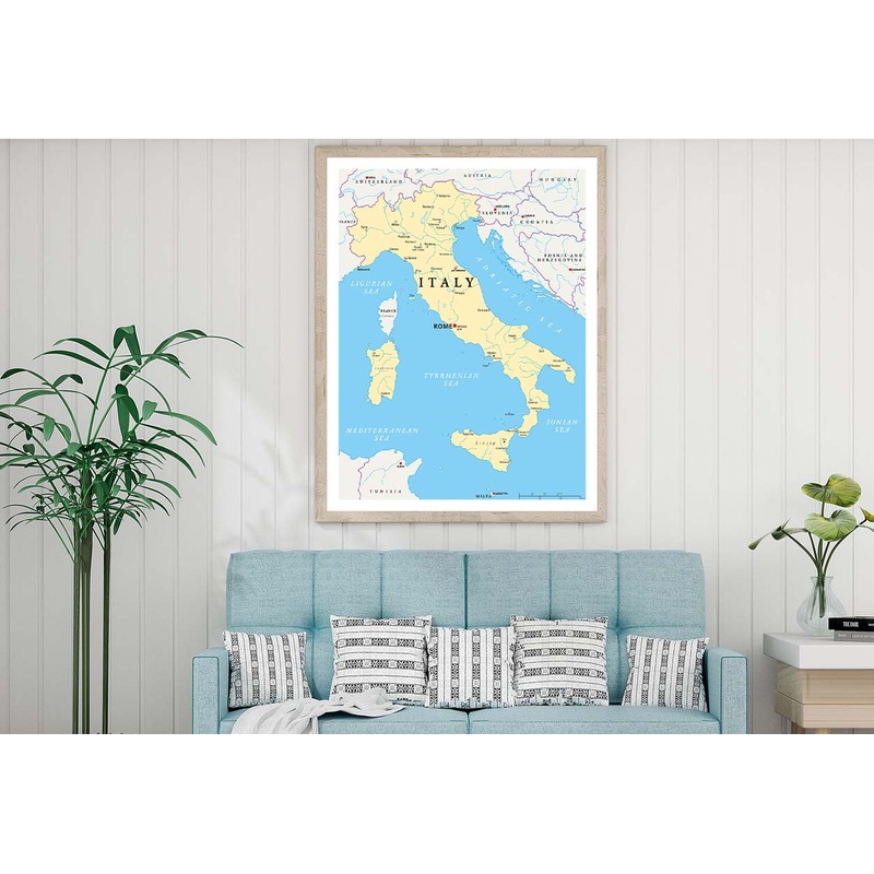 Map of Italy with The Capital Rome Home Decor Premium Quality Poster Print Choose Your Sizes