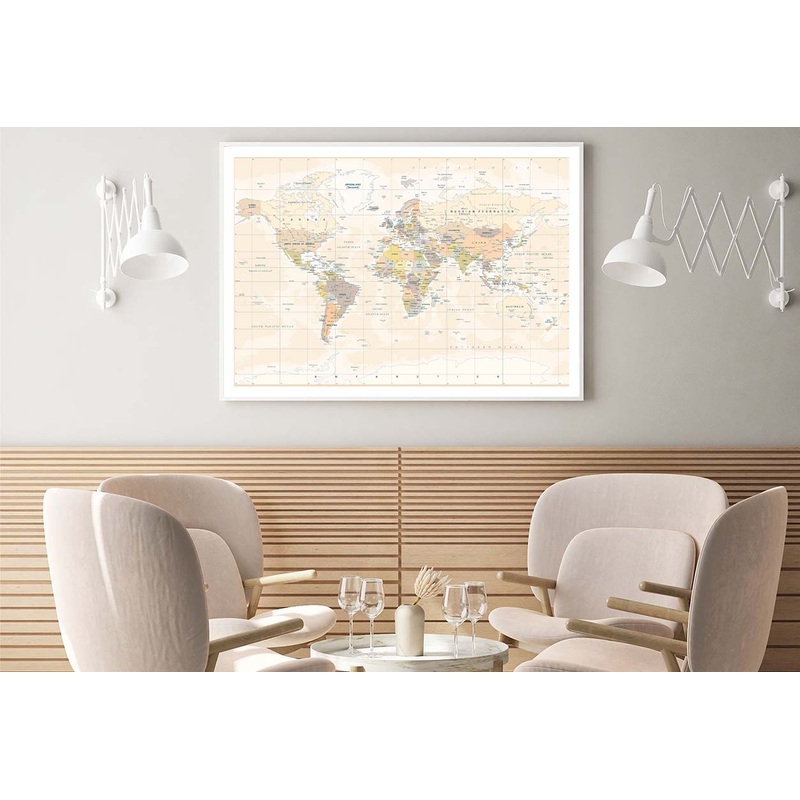 Political Physical Topographic World Map Home Decor Premium Quality Poster Print Choose Your Sizes