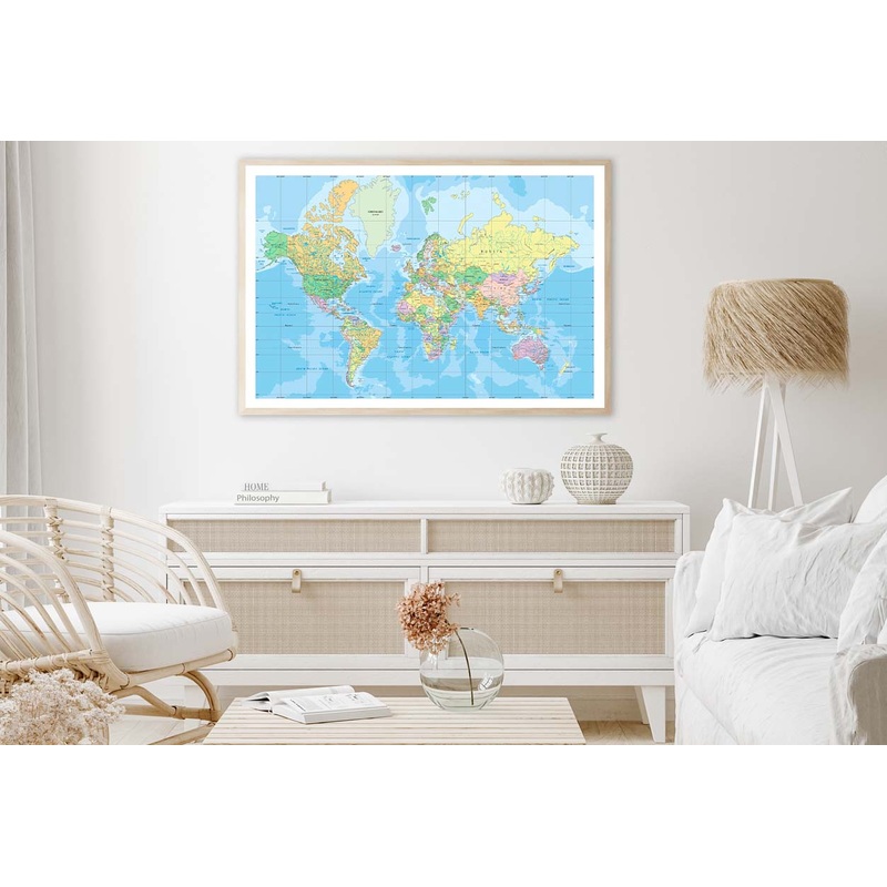 Political World Map in Mercator Projection Home Decor Premium Quality Poster Print Choose Your Sizes