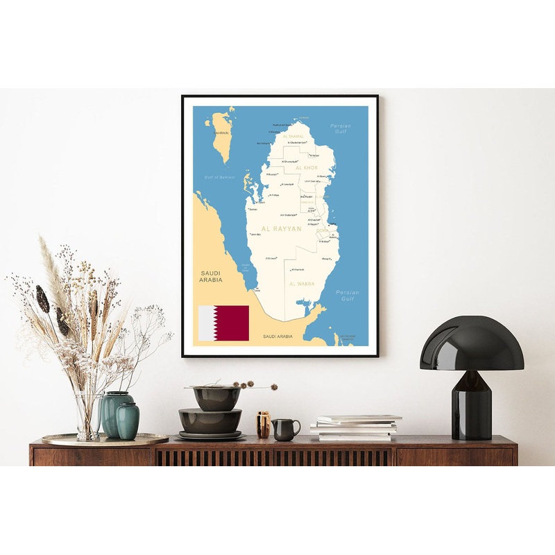 Qatar, Detailed Map & Administrative Divisions Home Decor Premium Quality Poster Print Choose Your Sizes