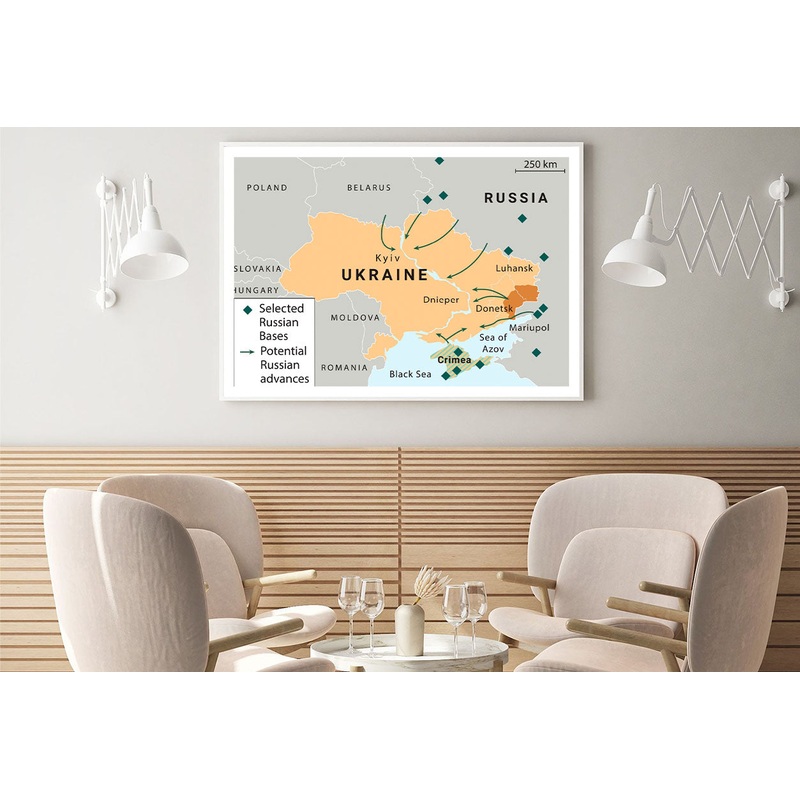 Russia, Ukraine & The Middle East Map Home Decor Premium Quality Poster Print Choose Your Sizes