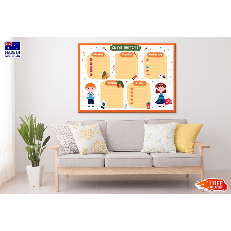 School Timetable for Children Vector Art Print 100% Australian Made