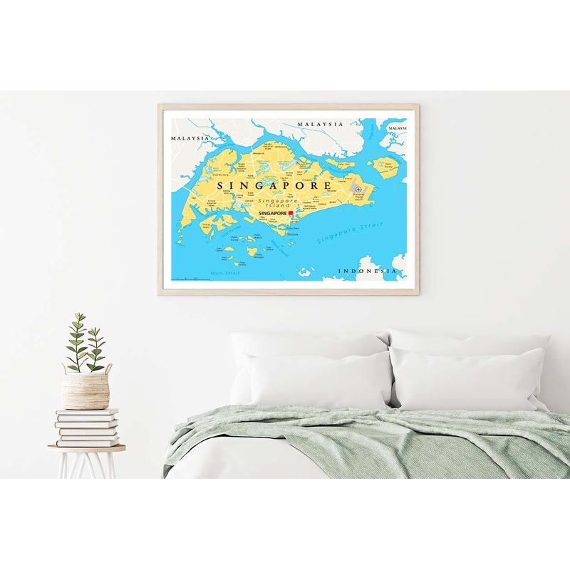 Singapore Island Political Map & Capital Home Decor Premium Quality Poster Print Choose Your Sizes