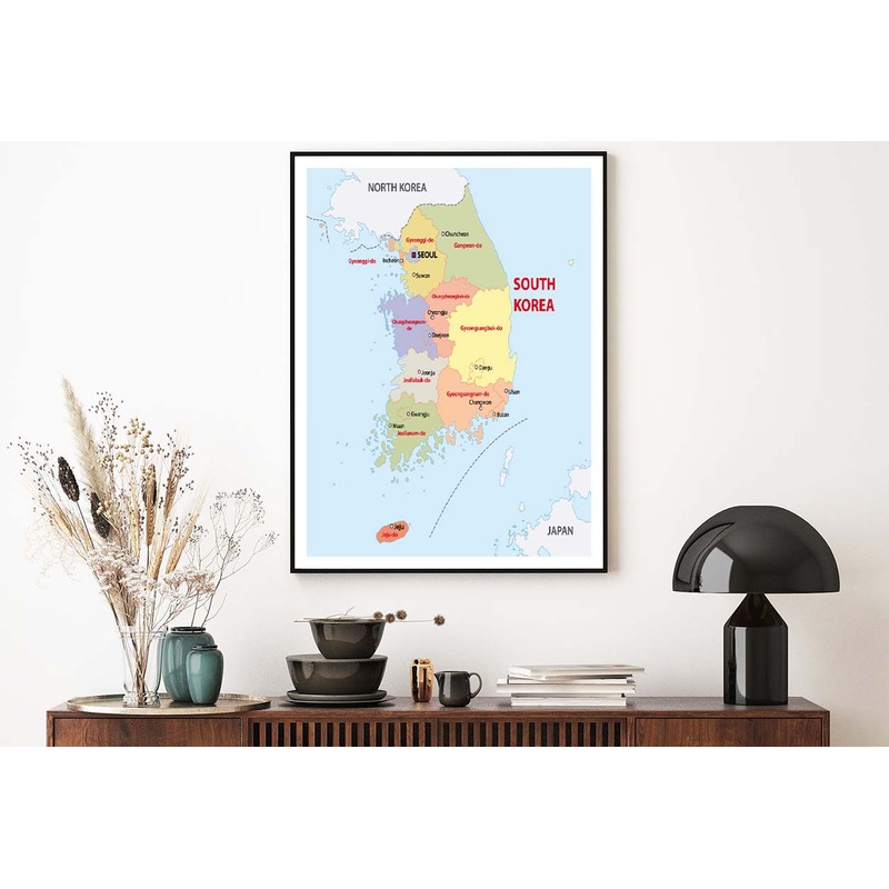 South Korea Administrative Map Home Decor Premium Quality Poster Print Choose Your Sizes