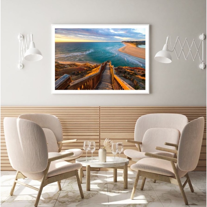 Stairs to Sea Scenery Photograph Home Decor Premium Quality Poster Print Choose Your Sizes