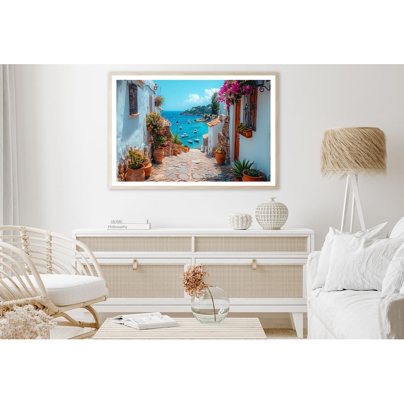 Stone Path with Potted Plants in Spain Home Decor Premium Quality Poster Print Choose Your Sizes
