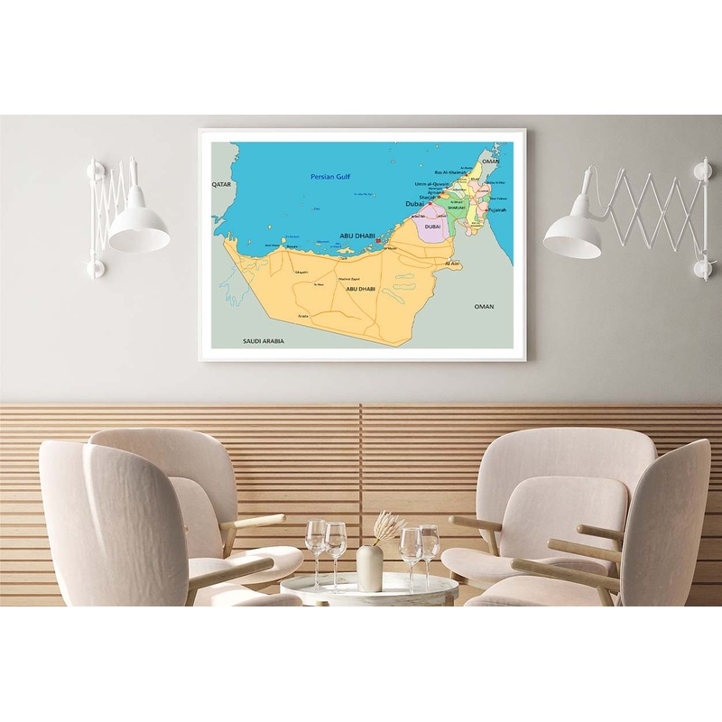 United Arab Emirates Political Map Home Decor Premium Quality Poster Print Choose Your Sizes