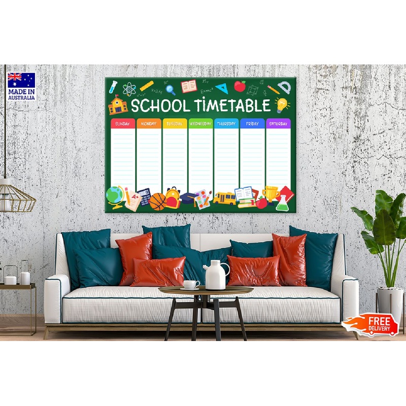 Weekly School Timetable Vector Art Print 100% Australian Made