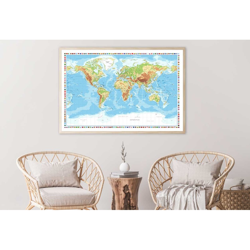 World Map with Flags of Countries Home Decor Premium Quality Poster Print Choose Your Sizes