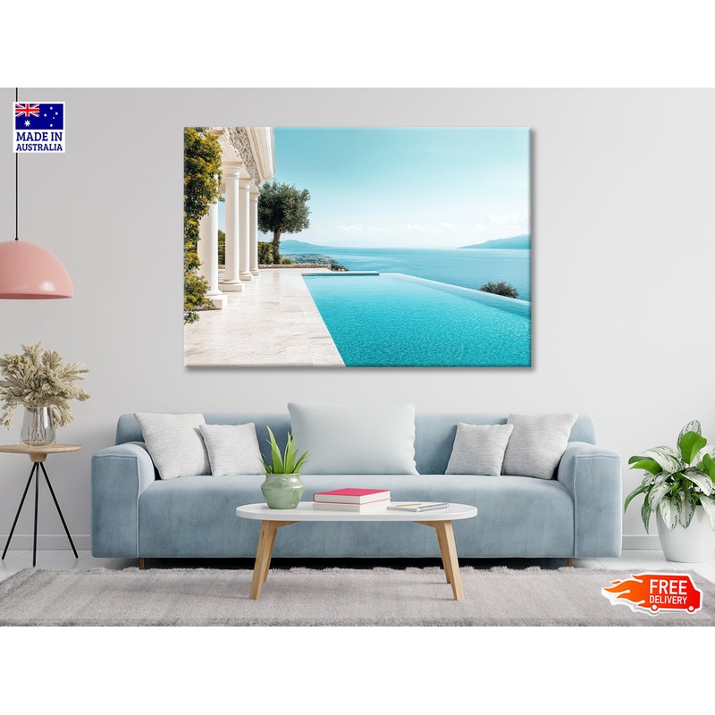 A Beautiful Pool with a View of the Ocean Print 100% Australian Made