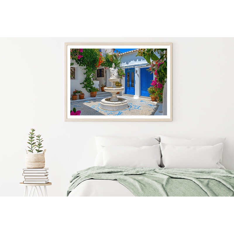 Fountain in a Courtyard, Flowers, Houseplant Home Decor Premium Quality Poster Print Choose Your Sizes