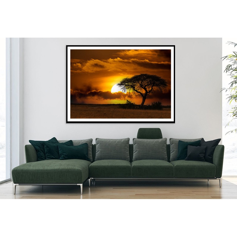 Sunset in Africa Over Acacia Tree Home Decor Premium Quality Poster Print Choose Your Sizes