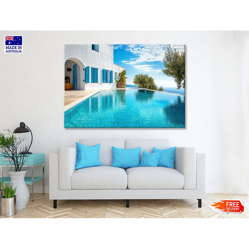 Swimming Pool, White House, Sky Print 100% Australian Made