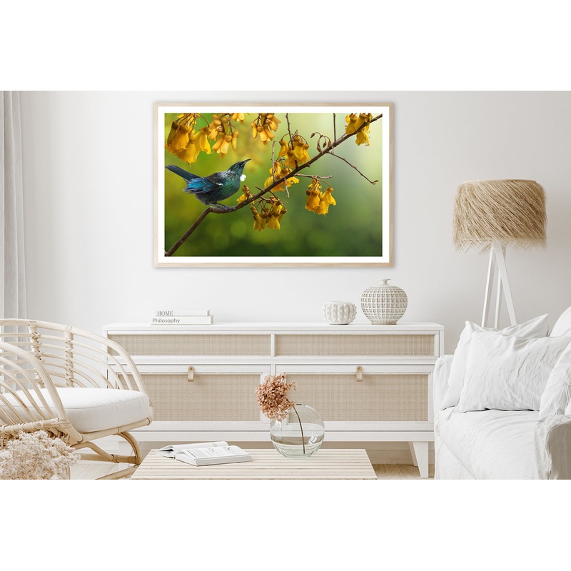 Tui Bird with Kowhai Tree Branch Home Decor Premium Quality Poster Print Choose Your Sizes