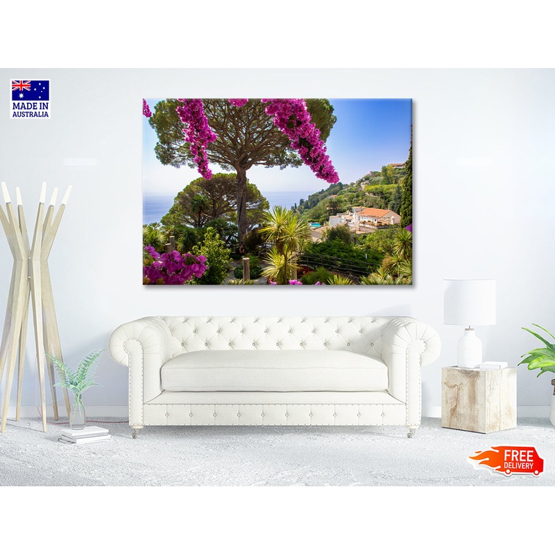 Umbrella Pine Tree and Flowers Print 100% Australian Made