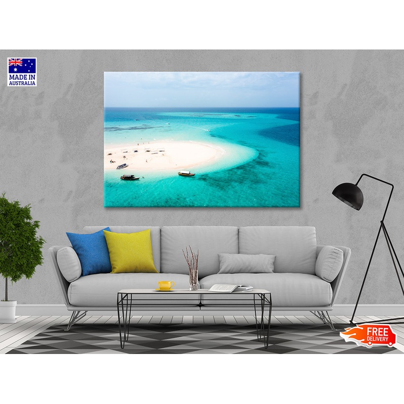 White Sand Island in Clear Ocean Print 100% Australian Made