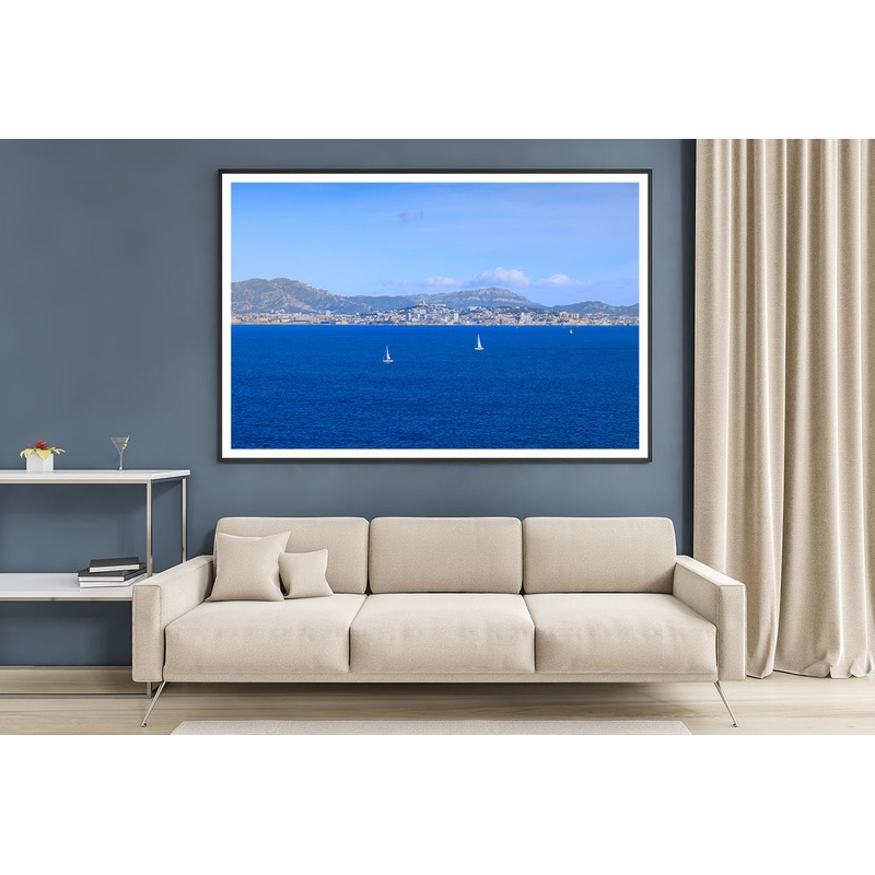 Yacht In Blue Ocean Marseille Home Decor Premium Quality Poster Print Choose Your Sizes