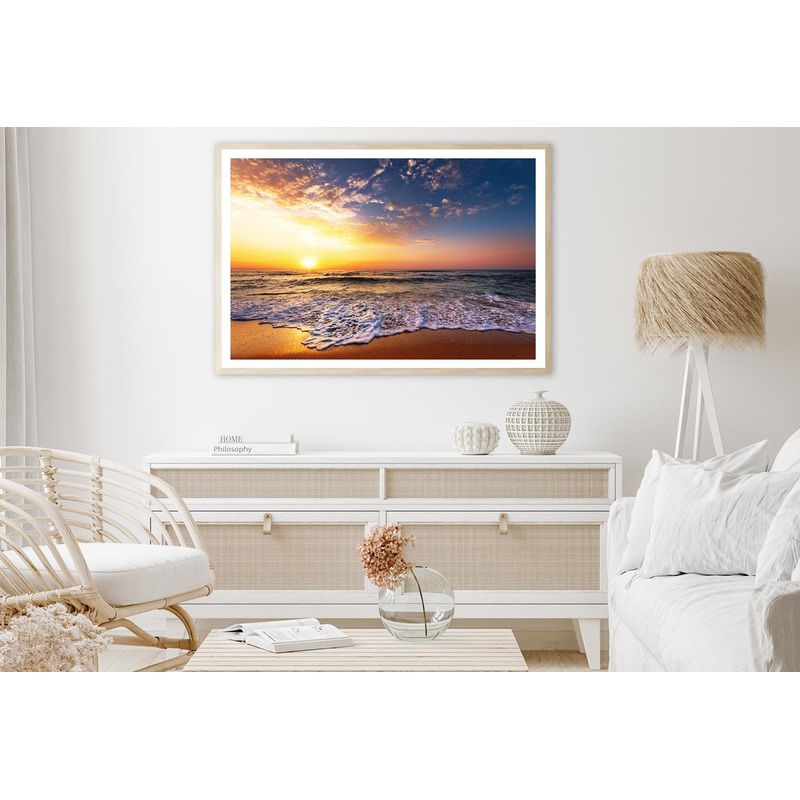 Beautiful Golden Sunset Over the Beach Home Decor Premium Quality Poster Print Choose Your Sizes