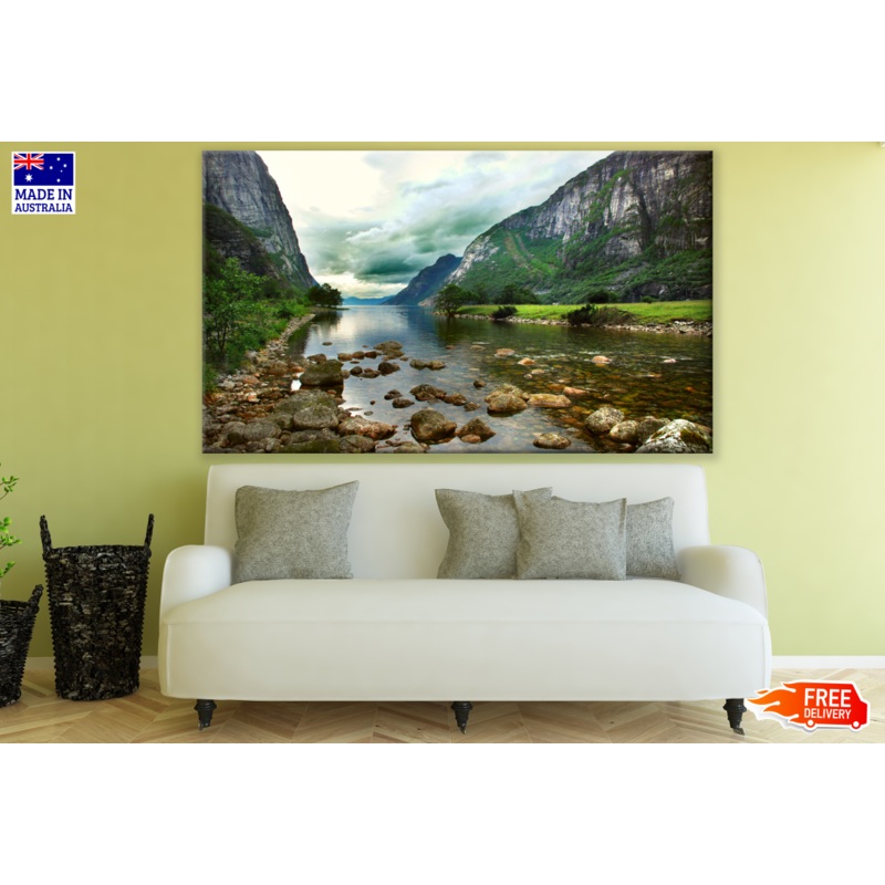 Beautiful Water Stream & Mountain View Print 100% Australian Made