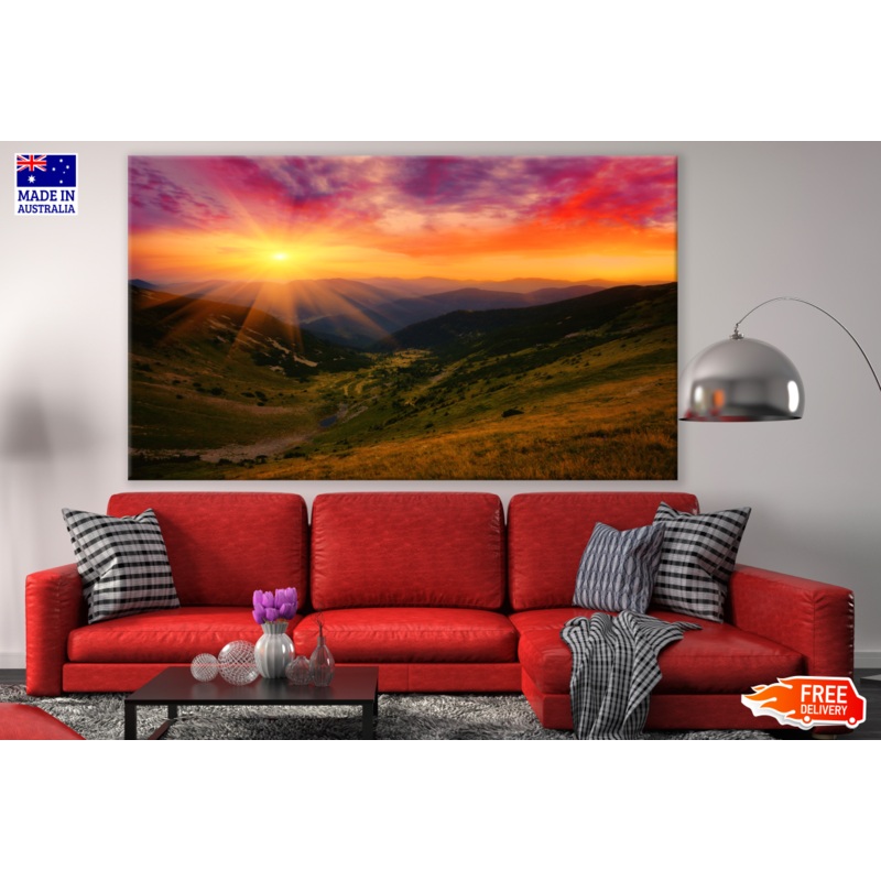 Sunset Over Mountains Photograph Print 100% Australian Made