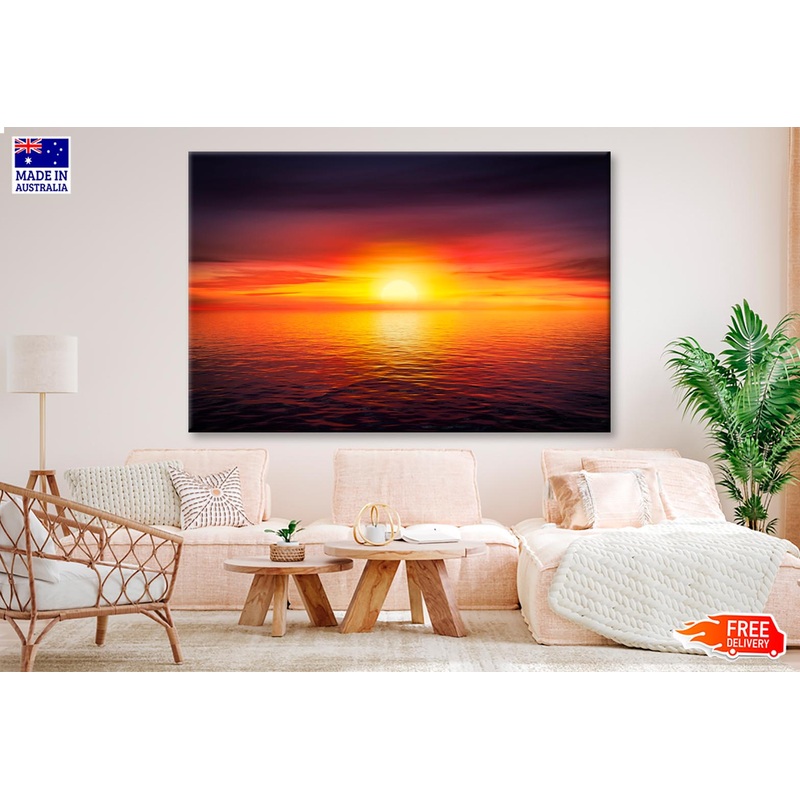Sunset Sky at The Ocean Background  Wall Art Decor 100% Australian Made