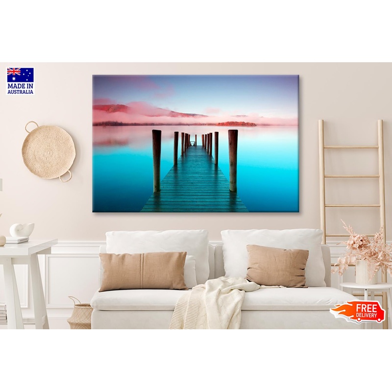 The Pier Is a Landing Stage on The Banks of Derwentwater  Wall Art Decor 100% Australian Made