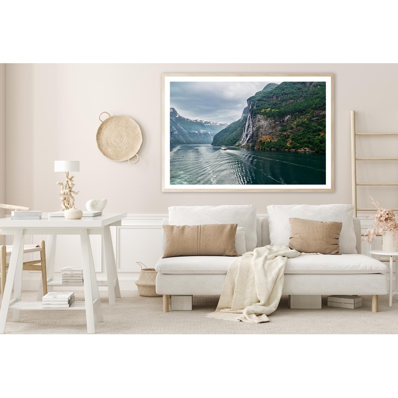 Waterfall On a Fjord Mountain Home Decor Premium Quality Poster Print Choose Your Sizes