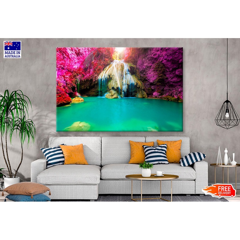 Wonderful Waterfall with Colorful Tree in Thailand  Wall Art Decor 100% Australian Made