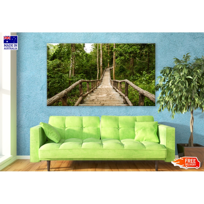 Wooden Bridge Across a Forest Photograph Print 100% Australian Made
