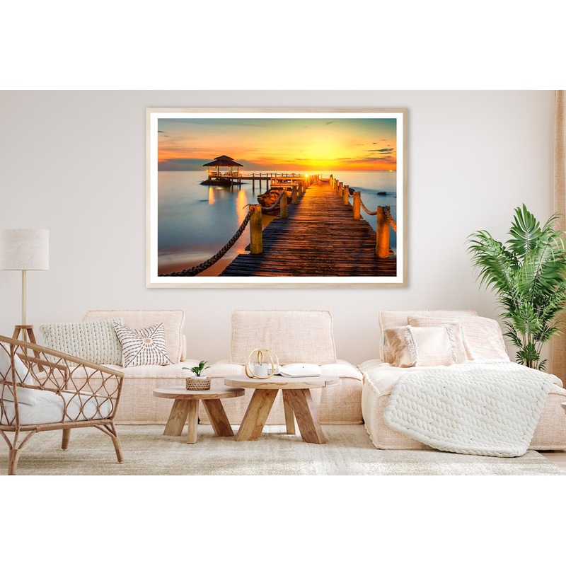 Wooden Pier Between Sunset in Phuket, Thailand Home Decor Premium Quality Poster Print Choose Your Sizes