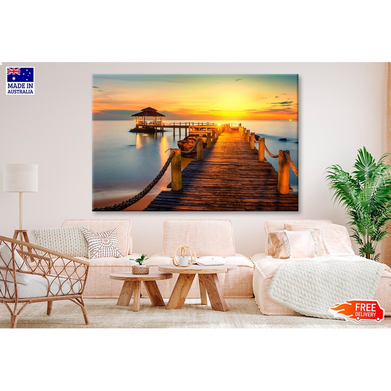 Wooden Pier Between Sunset in Phuket, Thailand  Wall Art Decor 100% Australian Made