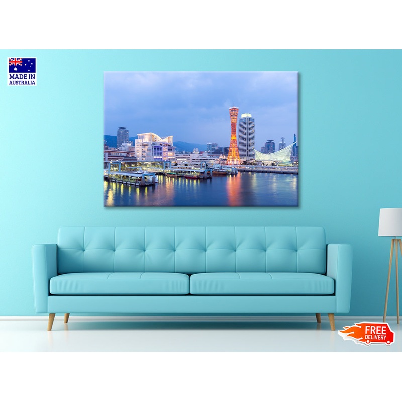 Yacht And Boats in the Kobe Port Print 100% Australian Made