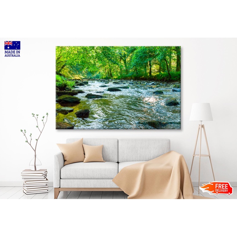 Along The River Barle in Tarr Steps Woodland Wall Art Decor 100% Australian Made