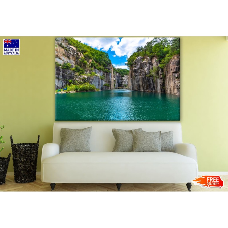 Beautiful Water Stream Between Rocks Photograph Print 100% Australian Made