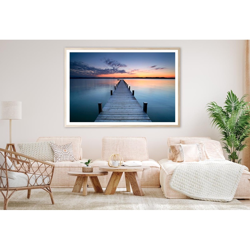 Wooden Pier On Lake & Sunset Sky Home Decor Premium Quality Poster Print Choose Your Sizes